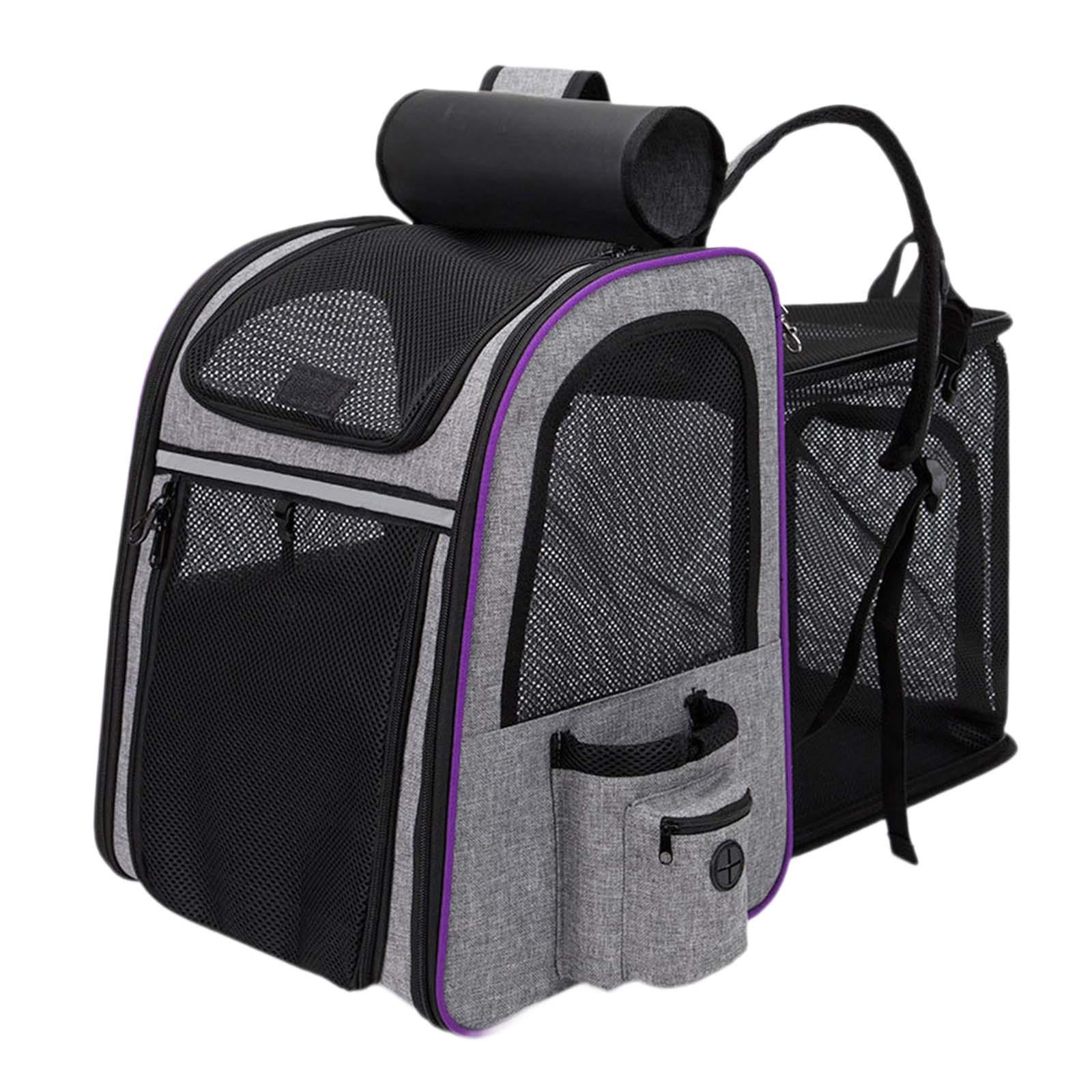 Ioensy - Mochila Transportadora Para Perros Y Gatos, Transportadora Expandible Para Andar En Bicicleta, Viajar, Senderismo, Gris Violeta