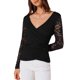 thumbnail image 2 of INSPIRE CHIC Blusas Casuales de Manga Larga de Encaje con Malla Ajustada y Cuello en V Floral para Mujer L Negro, 2 of 5