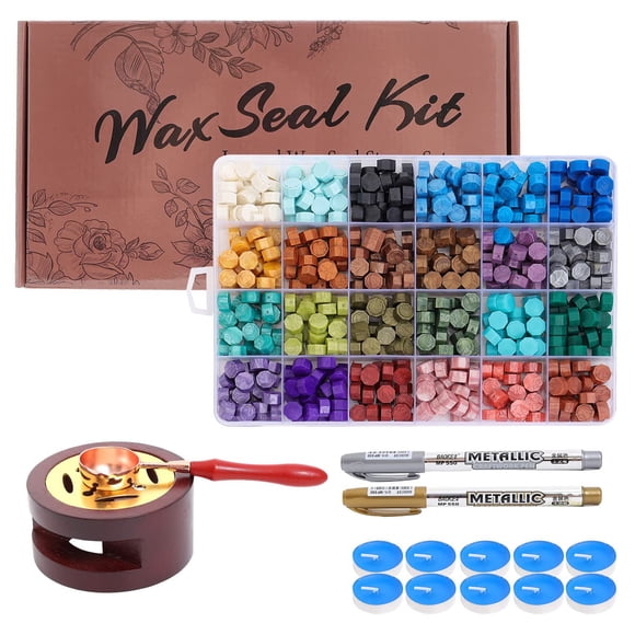 Kit de sellos de cera Iteryou 624 piezas, 24 colores + calentador + bolígrafo