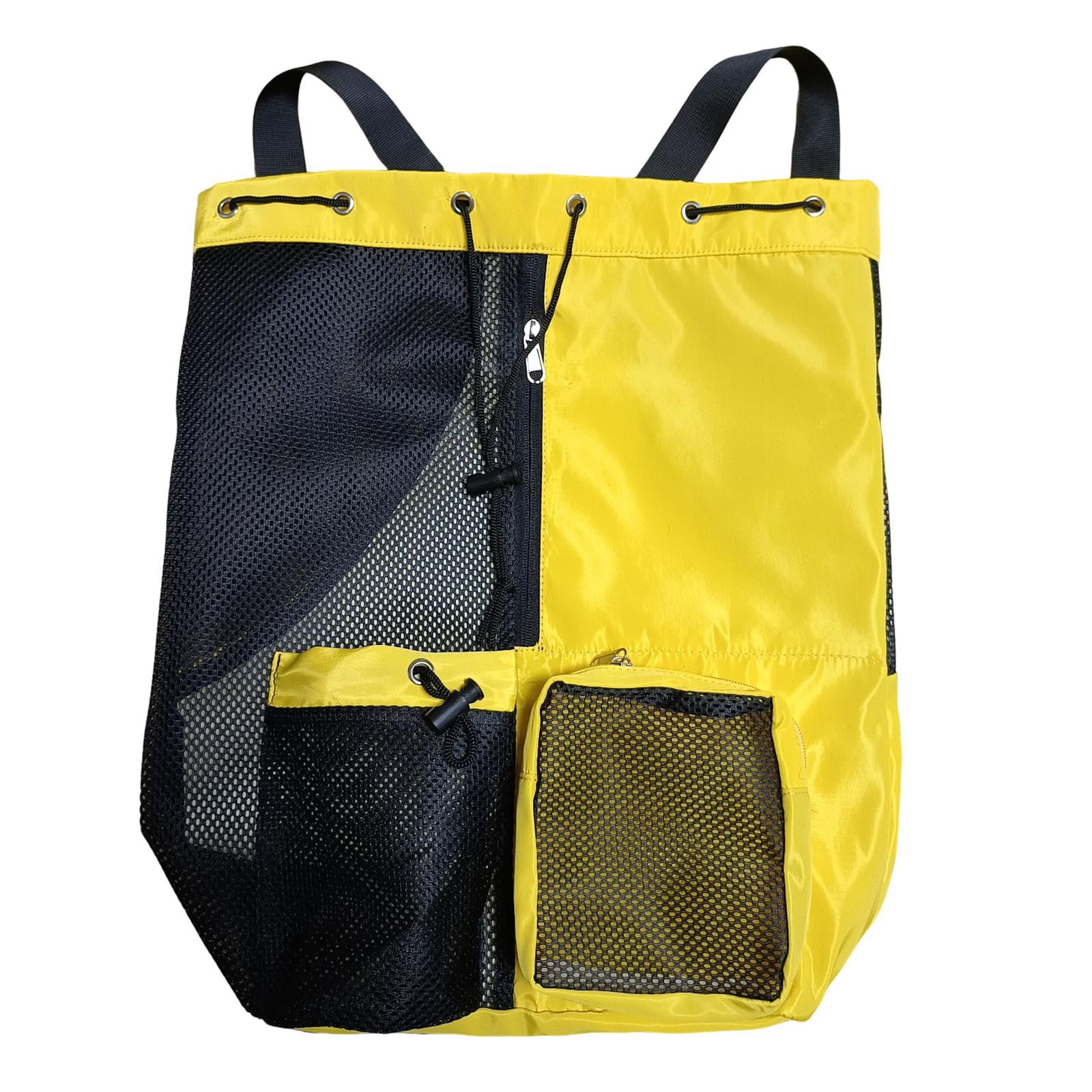 Magideal - Mochila De Gimnasio Con Cordón, Ligera, Plegable, De Nailon, Portátil, De Gran Capacidad, Para Hombre Y Mujer, Con Bolsillo Para Artículos Húmedos. Amarillo