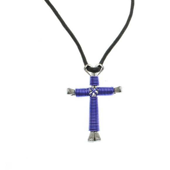 Collar Intercession Cruz de Clavos de Herradura Púrpura y Lavanda