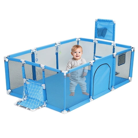 Mundo Online - Corral De Seguridad Bebe 180 Cm. Con Aro Y Arco + 50 Pelotitas Azul