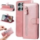 thumbnail image 1 of Funda tipo cartera para Motorola Moto G56 con bolsillo con cremallera y ranuras para tarjetas – Función de soporte Rosa, 1 of 5