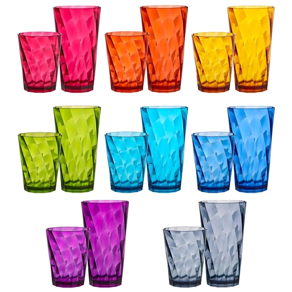 Juego de 16 vasos de plástico Optix de US Acrylic, libres de BPA