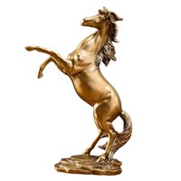 Magideal - Caballo Moderno Estatua Escultura Resina Artesanía Fengshui Simulación Animal Adorno Para Escritorio Muebles Para Sala De Estante Oro