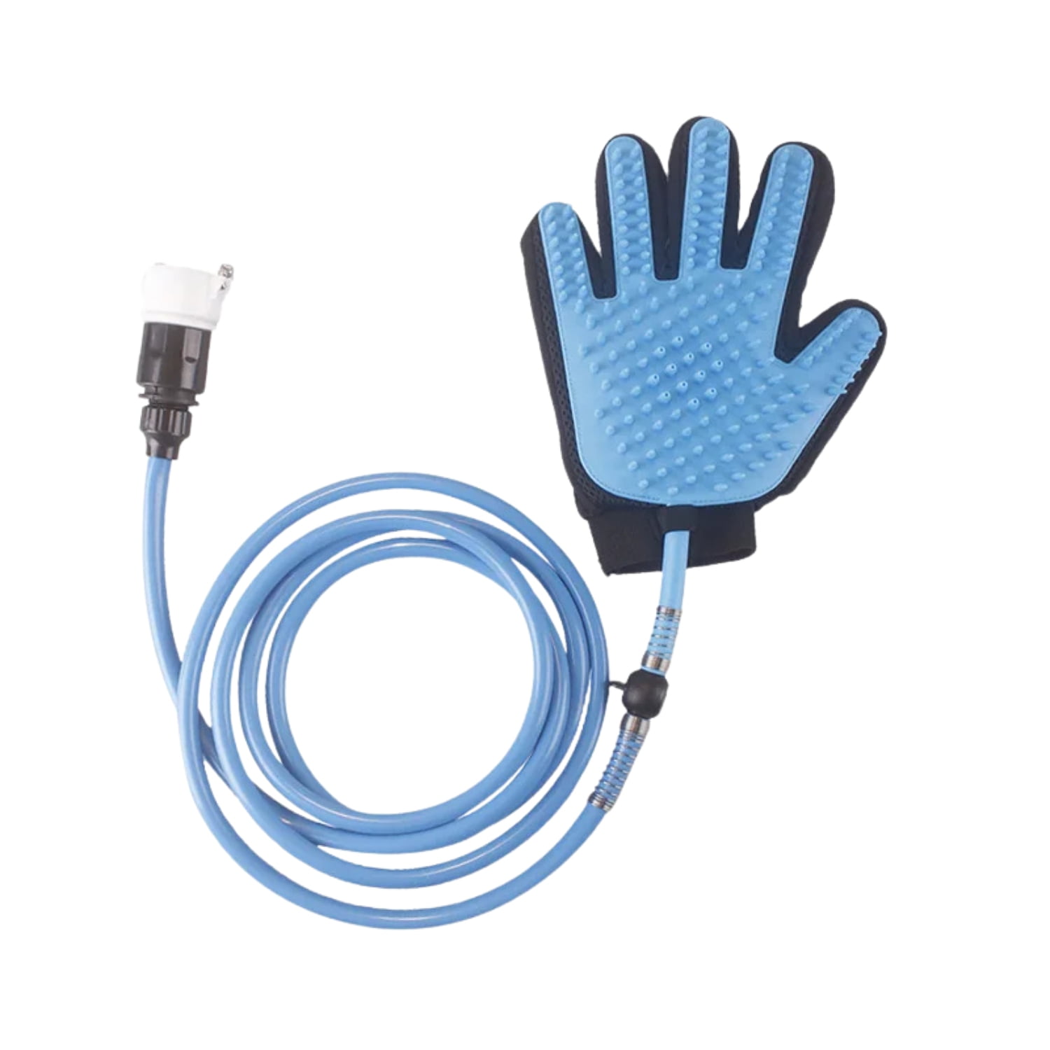 Importclick - Guante Ducha Masajeador 2 En 1 Mascotas Manguera Azul