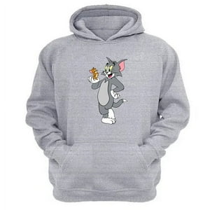 Genérico - Polerón Canguro Tom Y Jerry Gris Claro Talla Xl Unisex