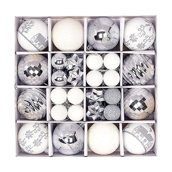 Juego De 44 Adornos De Bolas Navideñas DIY Para Aniversario, Oficina, Restaurante, Color Blanco Plateado