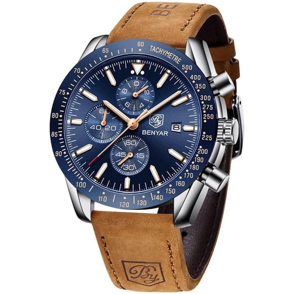 Reloj Benyar BY5140 Cronógrafo 45 mm Cuero Resistente al Agua