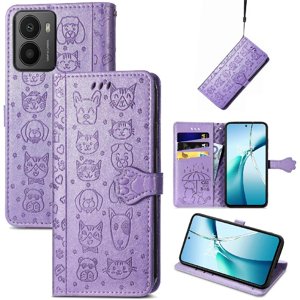 Funda Cartera Foxdock Para Hmd Fusion , Flip Pu Con Relieve De Gatos Y Perros, Tarjetero Y Soporte