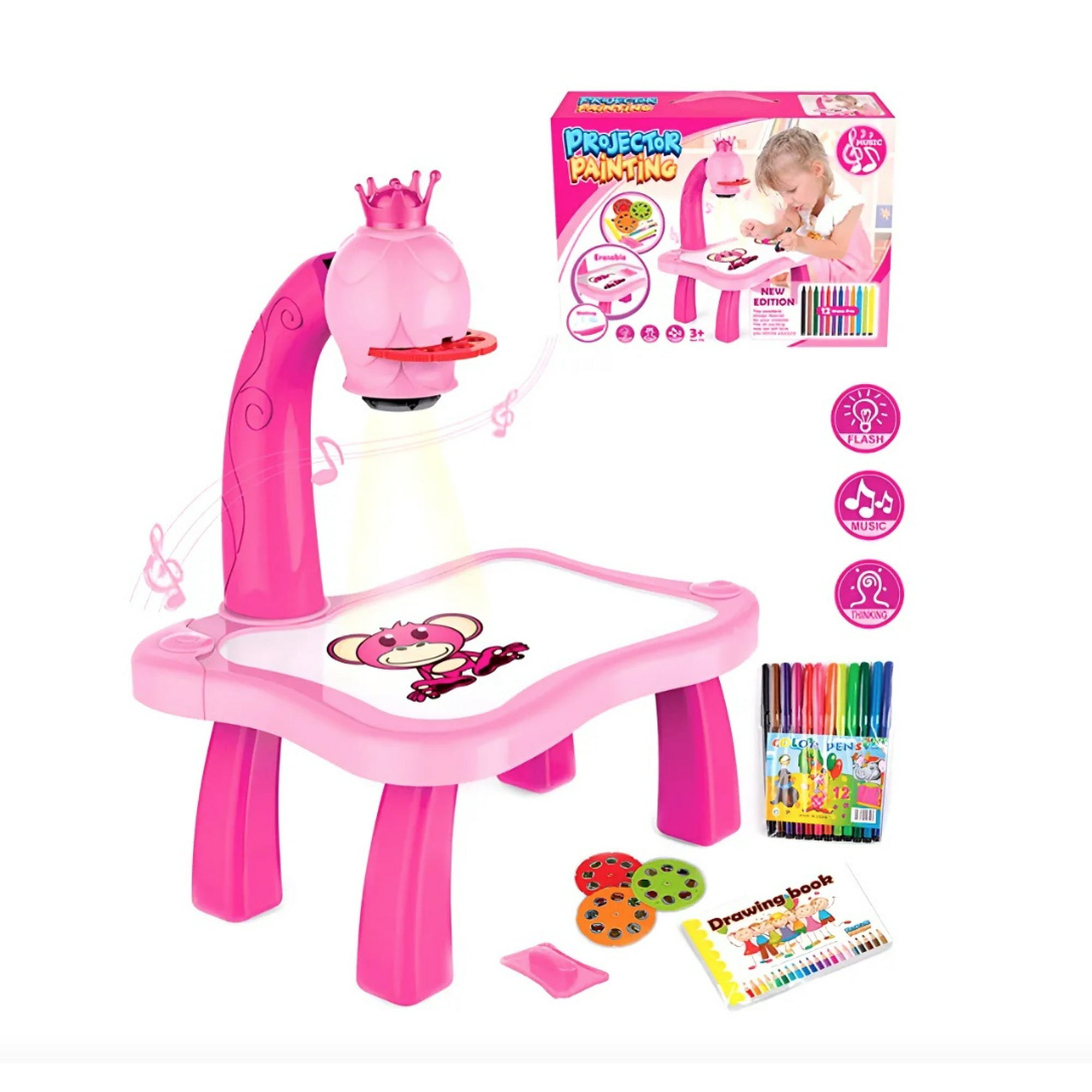 Atlas - Juguete Proyector Para Pintar Niños Rosado