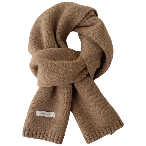Bufanda de punto de lana de invierno para mujer y hombre, bufanda de cuello de punto de color sólido, pashmina, bufanda de cuello suave y cálida