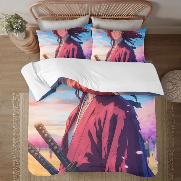 Rurouni Kenshin Soft 3D Printed Duvet Cover Bedding Set with Comforter Cover 3 Piece Set