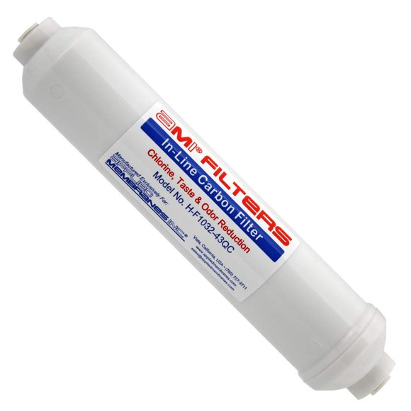 Filtro de agua de carbono en línea de 10 cm con 1/4 QC para sistema de ósmosis inversa doméstico