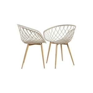 Habita2 Chile - Pack 2 Sitiales Butaca Mesh Polipropileno Para Living O Terraza - Beige