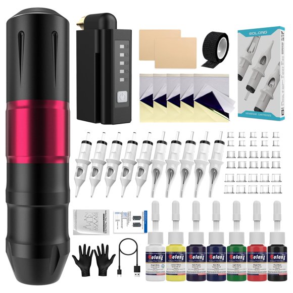 Kit de Pluma de Tatuaje inalámbrico effeer 1600 mAh LCD para principiantes