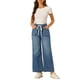 thumbnail image 2 of INSPIRE CHIC Pantalones Vaqueros de Pierna Ancha para Mujer Vuelta al Cole con Cintura Elástica y Cordón Casual con Bolsillos Azul S, 2 of 6