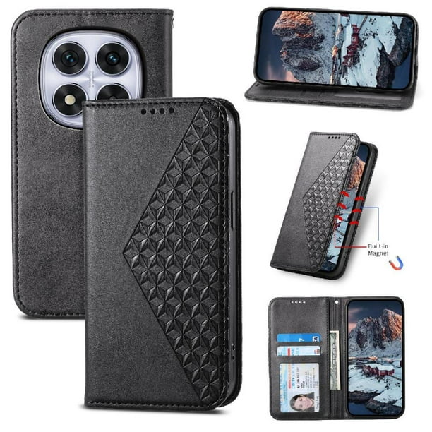 Funda Flip FOXDOCK para Xiaomi Redmi Note 15 Pro Plus , Estilo Billetera con Diseño Rombo, Correa de Mano y Soporte, Uso Diario