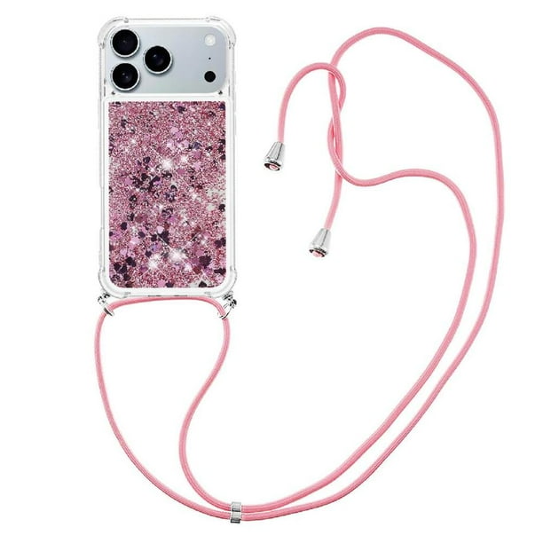 Funda FOXDOCK para iPhone 17 Pro con Cuerda Ajustable, Brillo Líquido, Protección Antigolpes y Lente – Ideal para Regalo
