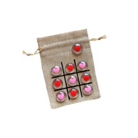 Genérico - Set Tic Tac Toe Con Forma De Corazones Para Fiestas De Cumpleaños Con Bolsa Y Guijarros