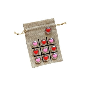 Genérico - Set Tic Tac Toe Con Forma De Corazones Para Fiestas De Cumpleaños Con Bolsa Y Guijarros