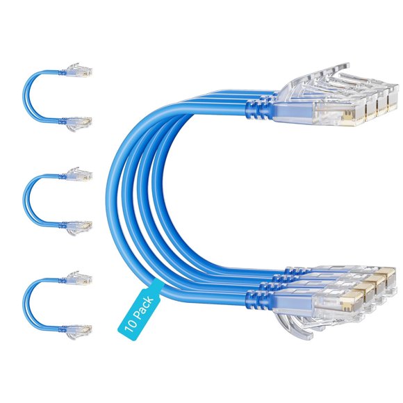 Cable Patch Cat6a Mnlnbuao Slim 0.5ft 10 Pack Azul