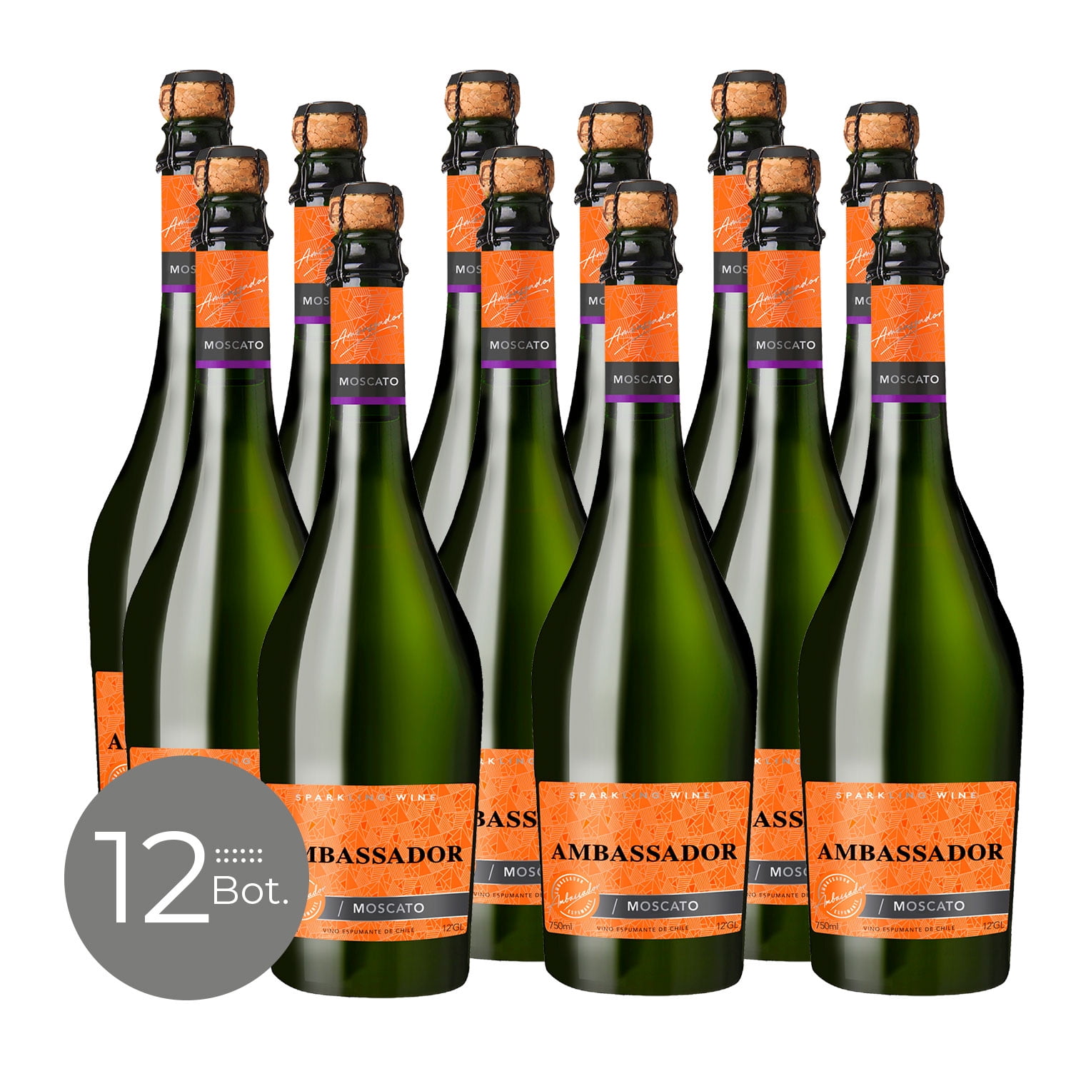 Pack X12 Espumante Ambassador Moscato 750 Cc