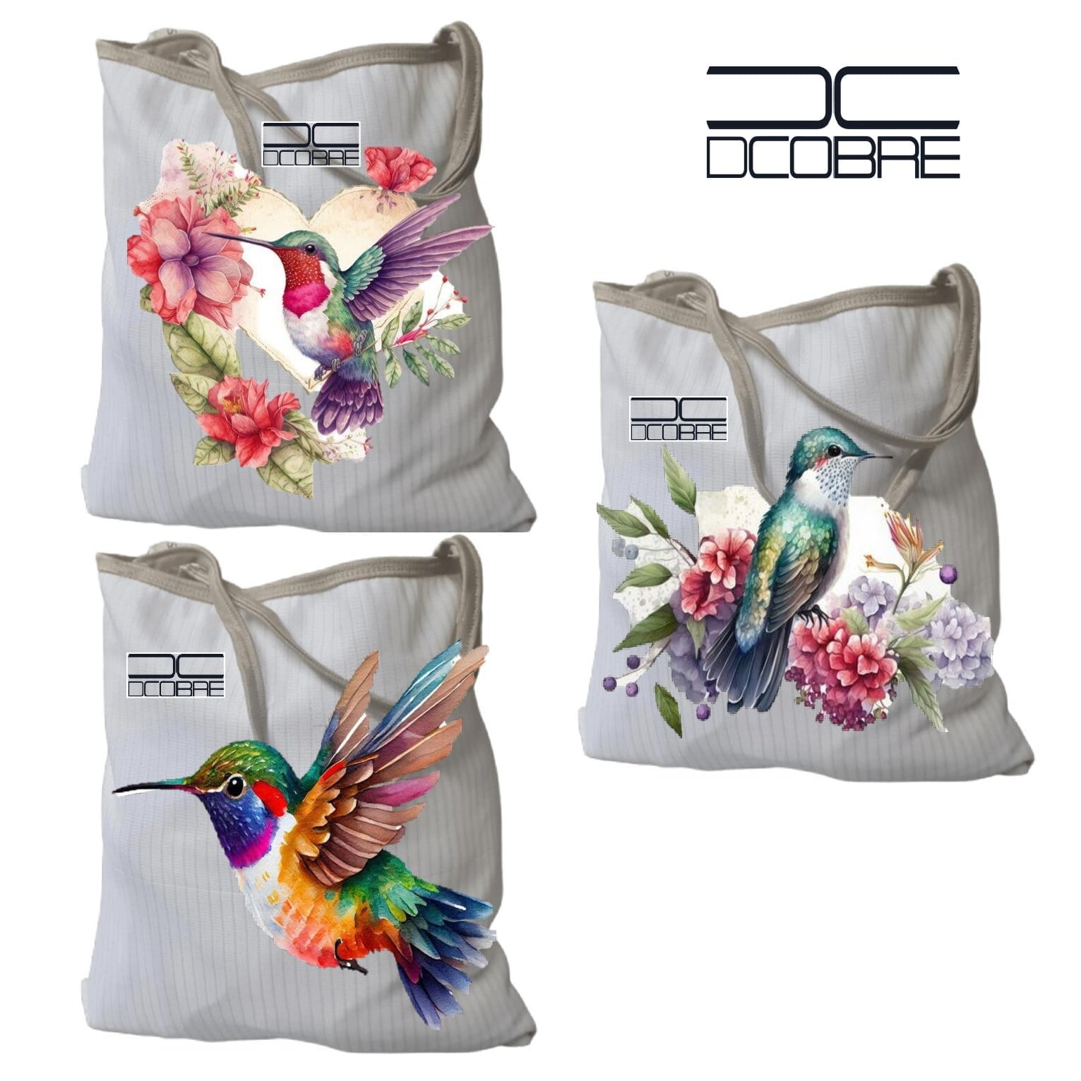 Pack 3 Bolsos En Cobre Modelo Colibri Flor.