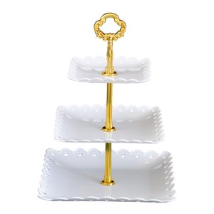 Magideal - Soporte Multiusos Para Pasteles, Bandeja Para Servir Dulces, Estante Para Aperitivos, De , Soporte Para Cupcakes De Tres Niveles , Blanco
