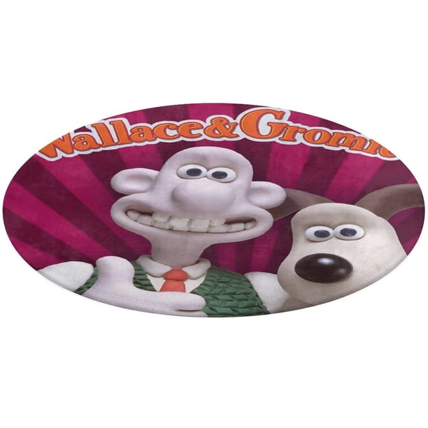 Película Sin Título de Wallace y Gromit Alfombra Redonda de Felpa Coral, Antideslizante, No Desprende Pelusas, Lavable y Duradera para Salón, Dormitorio y Habitación de Niños 60cm