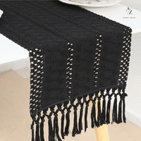 Genérico - Camino Mesa Aura Zeus Boho 180X30 Ónix Negro