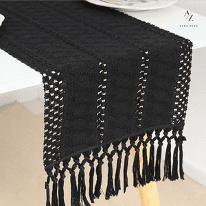 Genérico - Camino Mesa Aura Zeus Boho 180X30 Ónix Negro