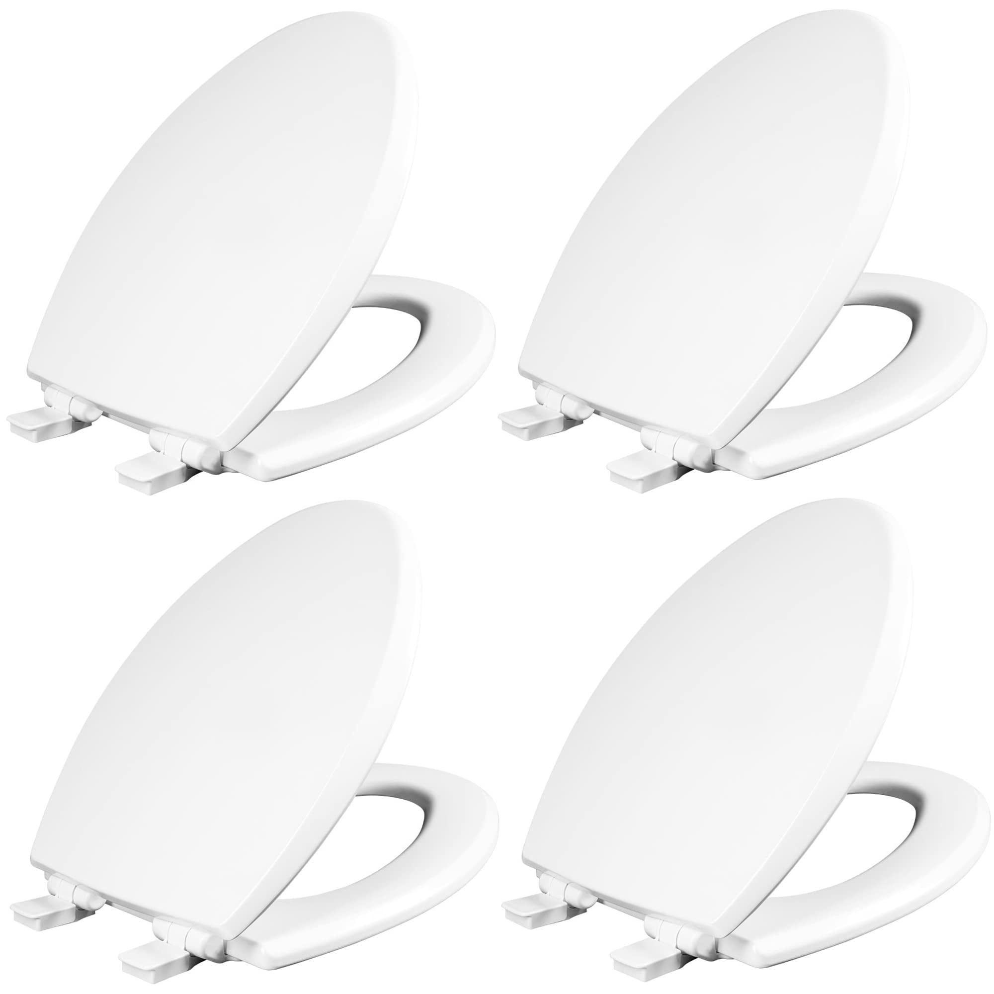Asientos De Inodoro De Madera Mayfair Cassel De Cierre Suave, Blancos, Paquete De 4