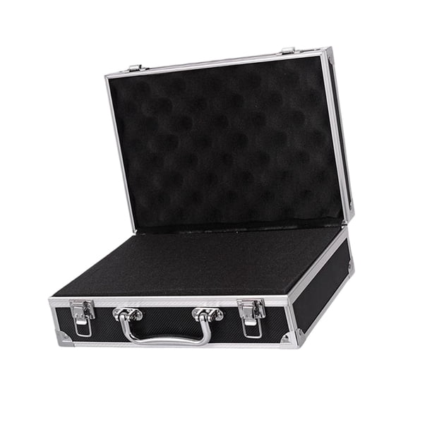 Caja de herramientas Maletín Instrumento Estuche de herramientas Caja de almacenamiento de archivos Equipo de seguridad portátil impermeable , Hebilla pequeña negra