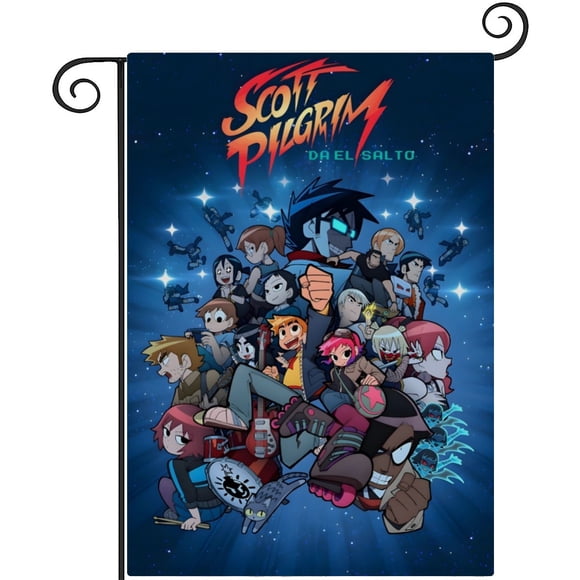 Scott Pilgrim-bandera de jardín temática. Regalo perfecto para fans, amigos y familiares, ideal para actividades al aire libre y decoración de fiestas.28CM*45CM