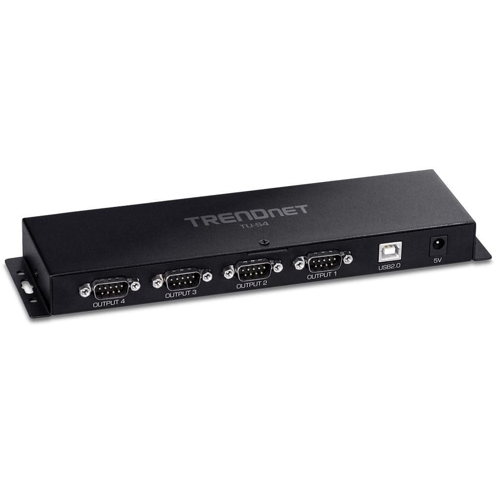Hub Usb A Serie Rs232 Trendnet Tu-s4 De 4 Puertos Negro