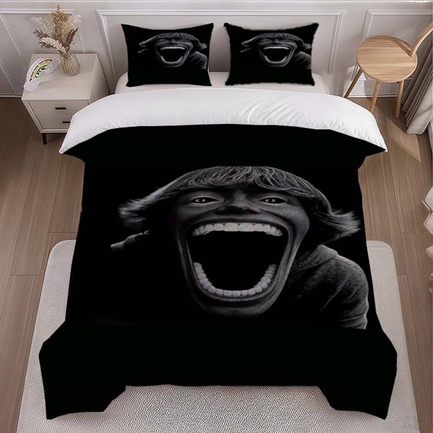 Black and White 67 Artistic Exaggerated Expressions Themed Bedding Set Duvet Cover and Pillowcase Set Soft and Comfortable