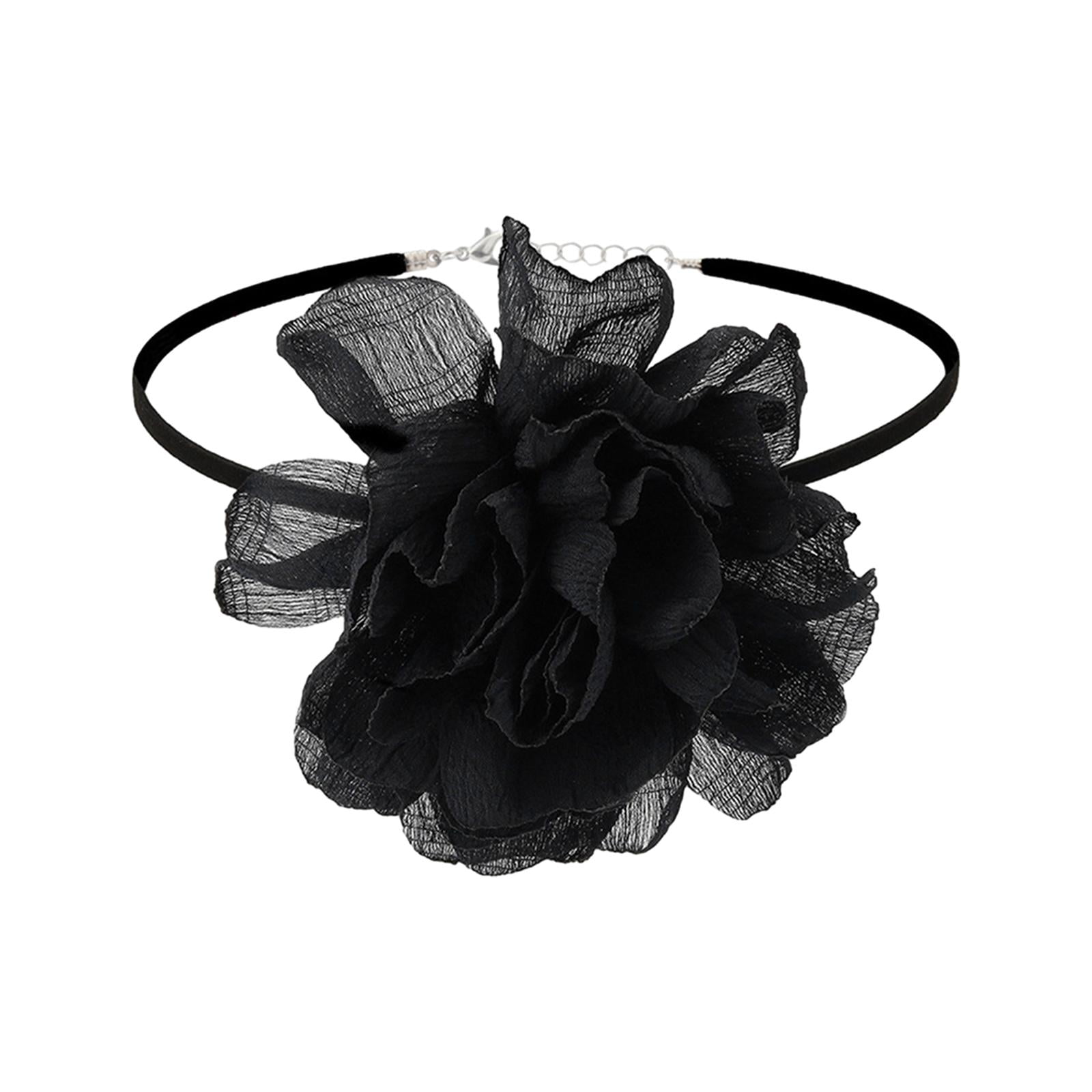 Ioensy - Collar De Flores Gargantilla Collar De Flores Para Banquetes Halloween Boda Negro
