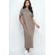 thumbnail image 1 of Saronite Vestido Largo Básico de Manga Corta, Beige (para Mujer), 1 of 2