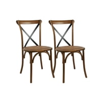 Habita2 Chile - Pack 2 Silla Crossback Madera - Cafe Bicolor