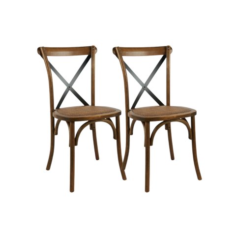 Habita2 Chile - Pack 2 Silla Crossback Madera Cafe Bicolor