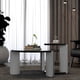 thumbnail image 3 of 32.68" & 16.93" round coffee table end table sofa table side table set with black OAK veneer surface 25mm MDF for living room dinning room bedroom, Sintered stone legs White+Black, 83 + 43cm diameter, 3 of 3
