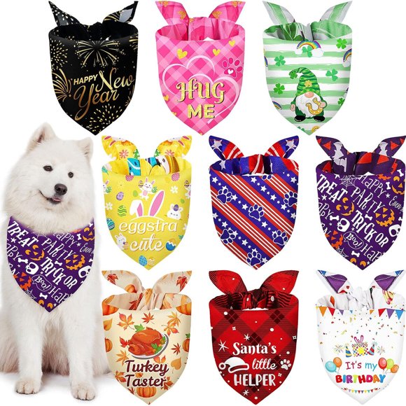 Weewooday 9 Piezas de Pañuelos Festivos Ajustables y Lavables para Perros