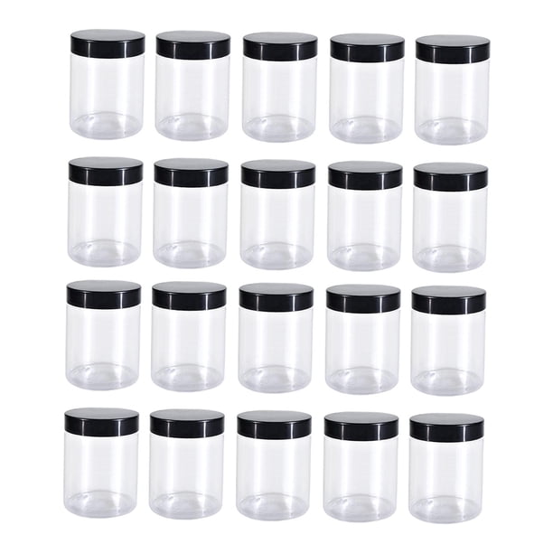 Tarro para mascotas con tapa, contenedor de cosméticos Slime a prueba de fugas, fácil de limpiar, redondo transparente para especias, loción corporal, 20 piezas 500ml
