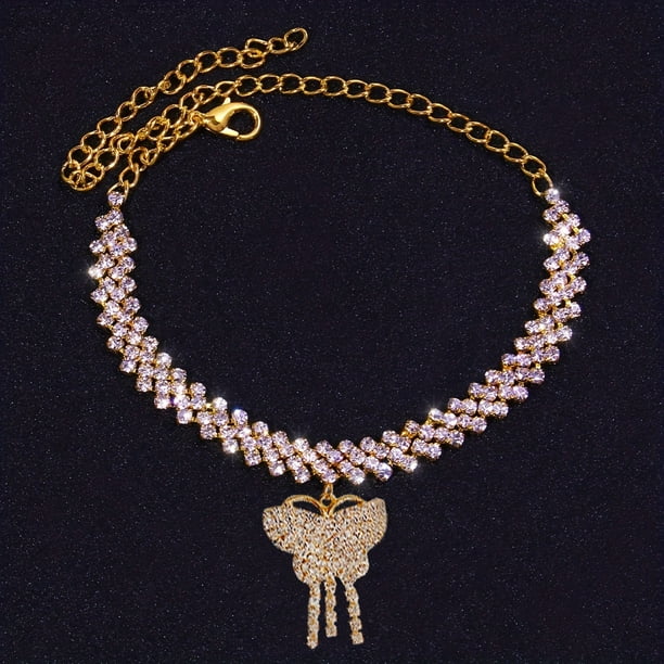 Shiny Rhinestone Heart Pendant Anklet - Stylish Female Accessory for Ankle Bracelet Jewelry Gift