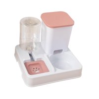 Magideal - Alimentador Automático De Mascotas 2 En 1 Alimentador Y Sujecket -Set -Container -Estación De Alimentación De La Conducción Y Espaciado Húmedo Para El Blanco Rosado