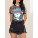 thumbnail image 5 of INSPIRE CHIC Tops de Fiesta Brillantes de Manga Corta Texturizados Metálicos de Halloween para Mujer XS Coloridos, 5 of 8