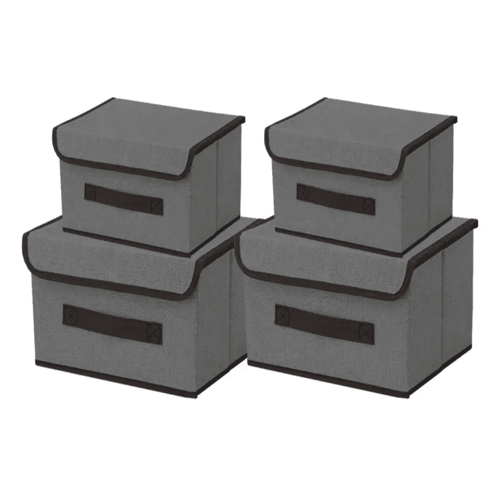 4 Unidades Cajas Organizadoras Belug De Tela Plegables Con Tapas Gris