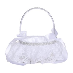 Bothyi - Cesta De Niña De Flores Blancas De Encaje De Dama De Honor Para Mesa De Ducha De Boda Estilo De Compromiso A