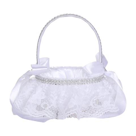 Bothyi - Cesta De Niña De Flores Blancas De Encaje De Dama De Honor Para Mesa De Ducha De Boda Estilo De Compromiso A